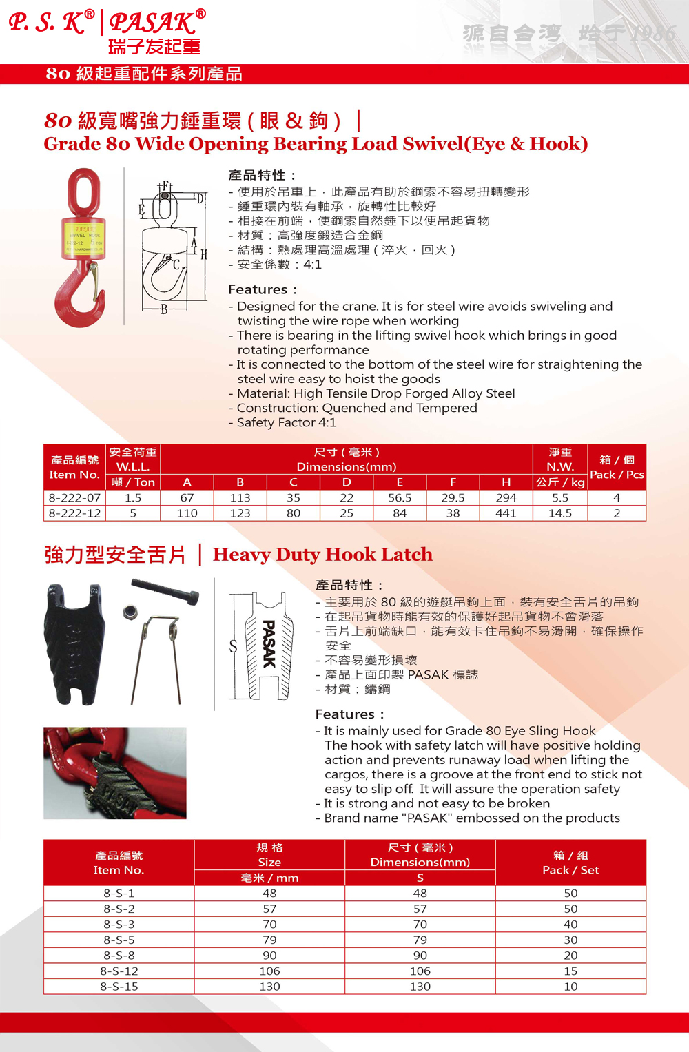 臺灣PASAK80級寬嘴強力錘重鉤